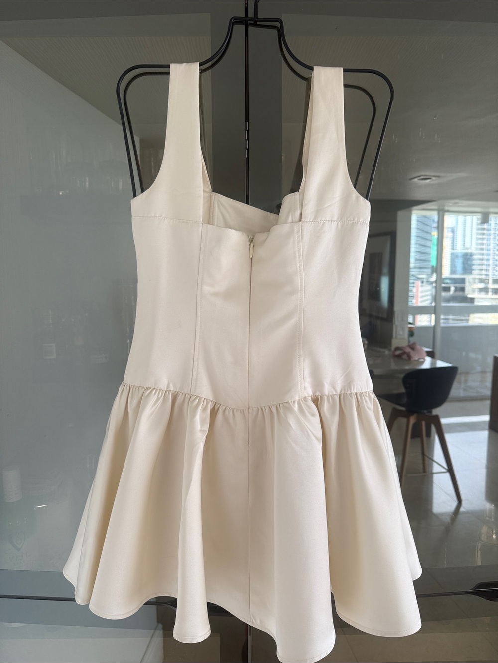 WeWoreWhat Cream Sleeveless Ruffle Hem Dress